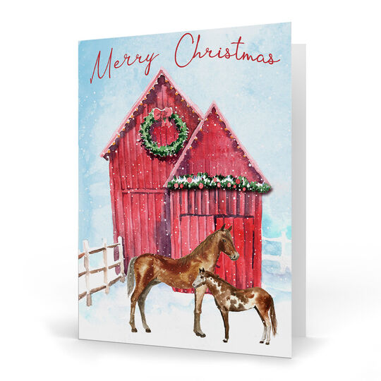 Red Barn Folded Holiday Cards